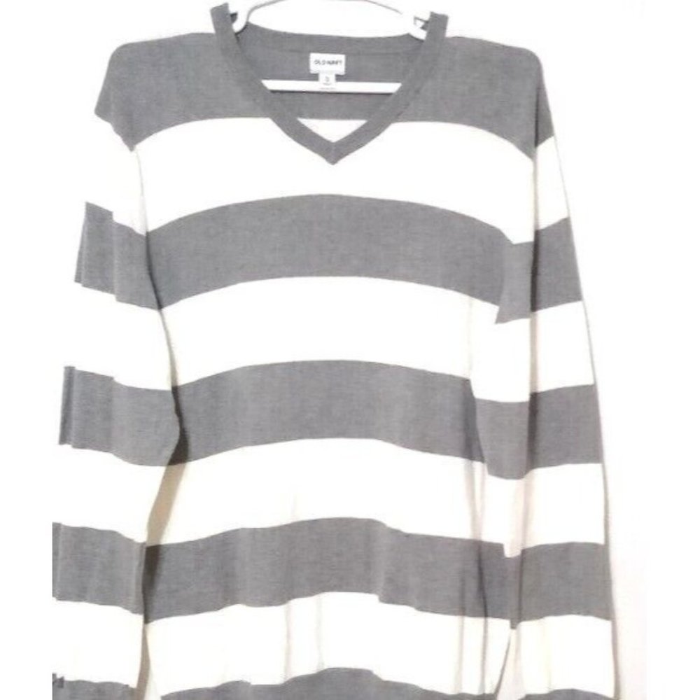 Men's Old Navy Cotton Knit Rugby Striped Long Sleeve Pullover Sweater Size XXL